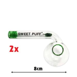 Sweet Puff Pipe with Green Rim and Balancer 8cm x2