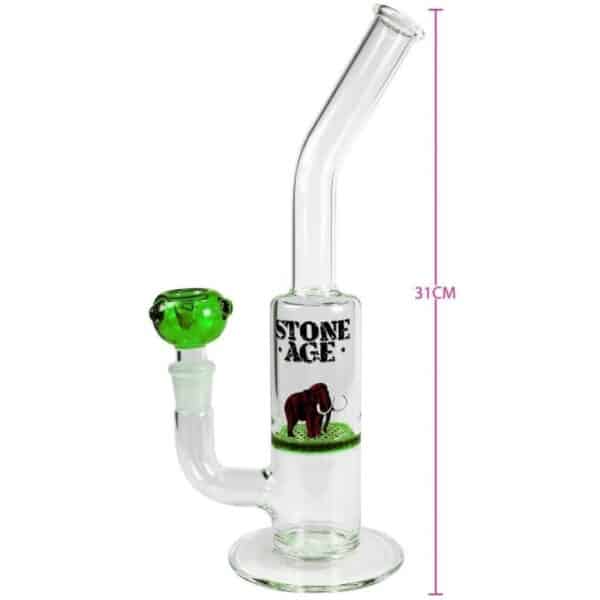 Stone Age Bag Pipe glass bong With Green Filter Strainer