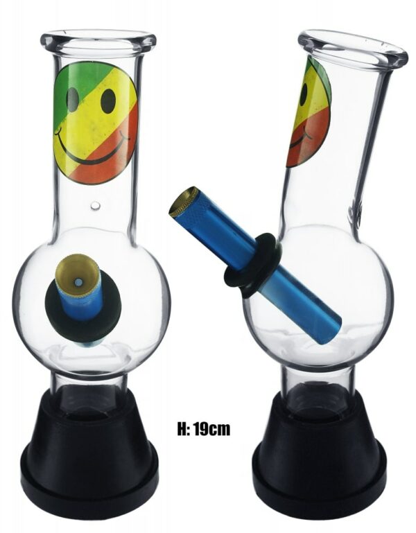 Small Glass Bonza Bubble - Smiley Face
