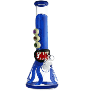 3D Blue 3 Eyed Octopus 7mm Beaker Bongs