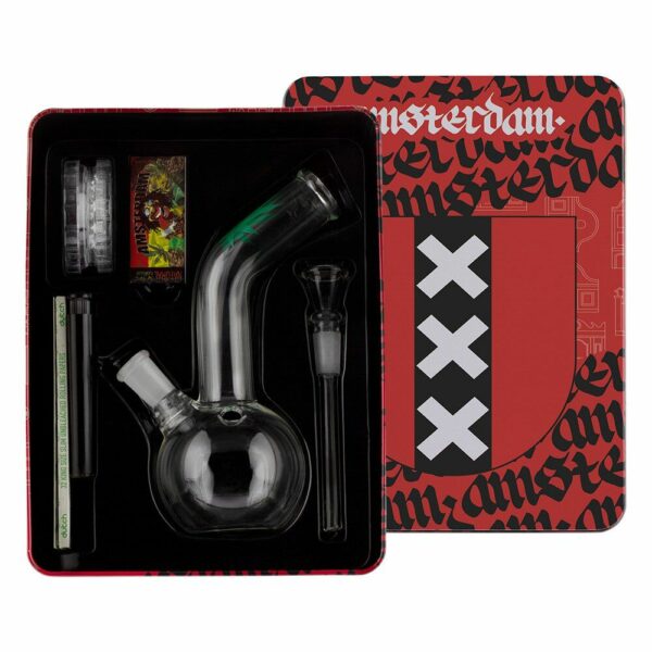 Buy Amsterdam Leaf Glass Bubble Base Bong Gift Set in australia