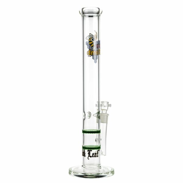 Buy Black Leaf Double HoneyComb Perc Stemless Glass Ice Bong | 45cm | Green in australia