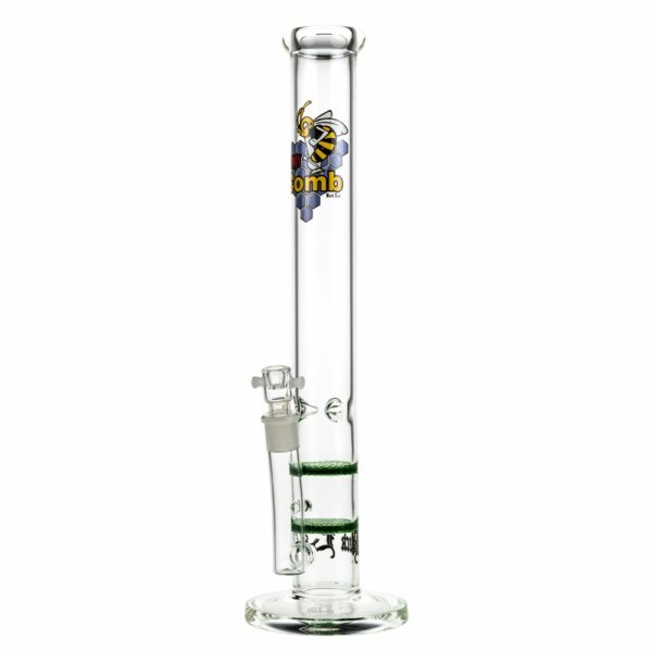 Buy Black Leaf Double HoneyComb Perc Stemless Glass Ice Bong | 45cm | Green in australia