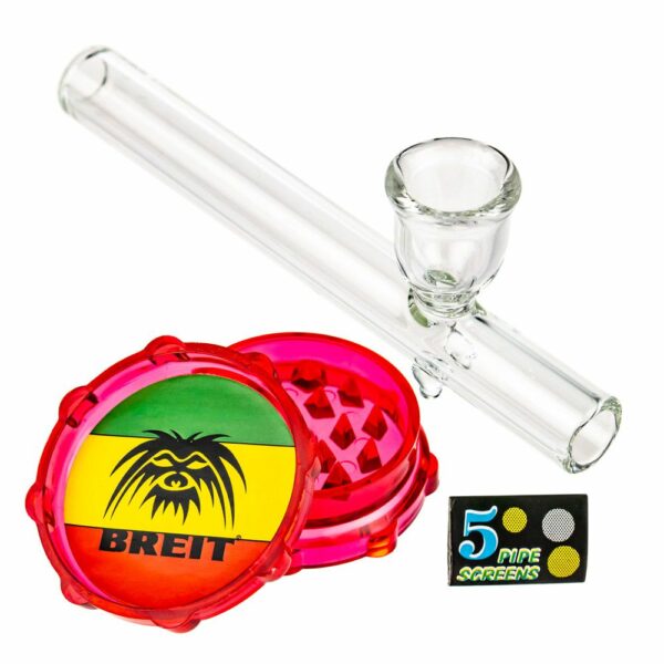 Buy Breit Straight Mini Bong Set with Glass Steamroller in Case in australia