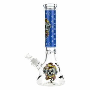 Buy Beaker Ice Bong with Glow in the Dark Snake and Skull Print in australia