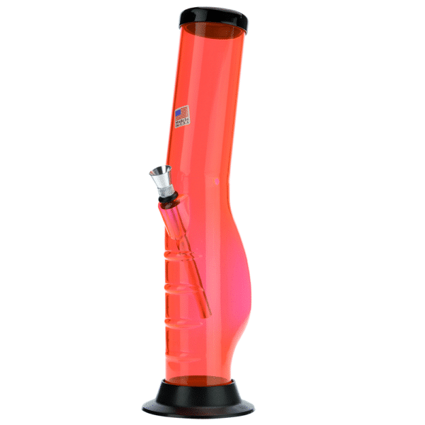 Buy Acrylic Layback Wavy Base Bong with Raised Grip | Orange in australia