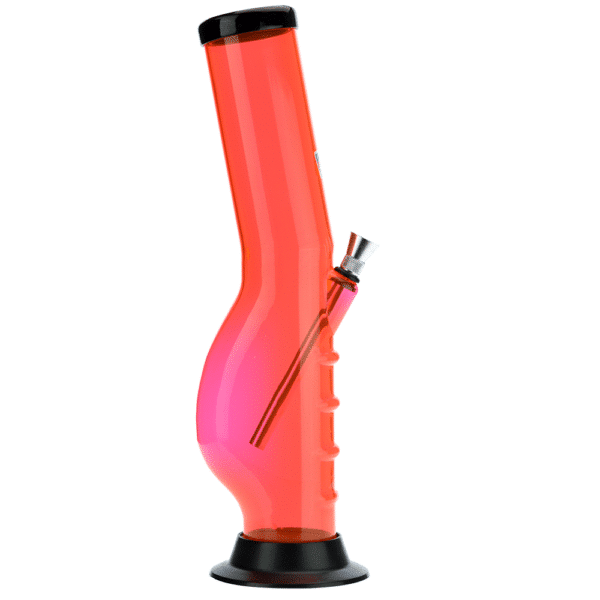 Buy Acrylic Layback Wavy Base Bong with Raised Grip | Orange in australia