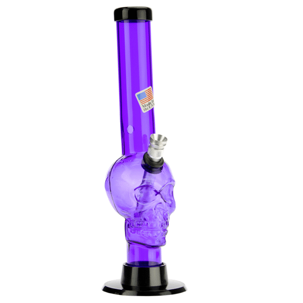 Buy Acrylic Straight Skull Base Bong with Carb Hole | Purple in australia