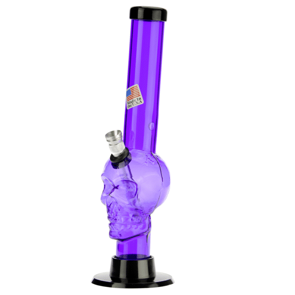 Buy Acrylic Straight Skull Base Bong with Carb Hole | Purple in australia