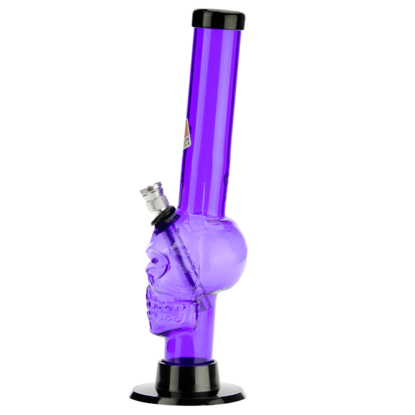 Buy Acrylic Straight Skull Base Bong with Carb Hole | Purple in australia