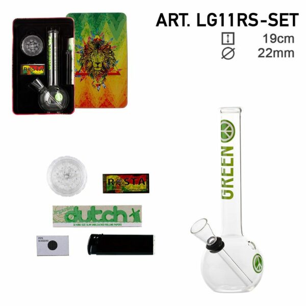 Buy Greenline Bubble Base Glass Rasta Bong Giftset in australia
