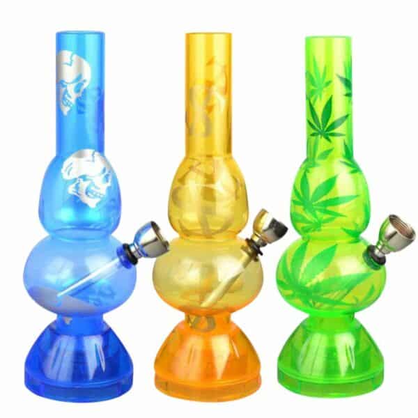 Buy Mini Acrylic Double Bubble Water Pipe with Built in Grinder Base in australia