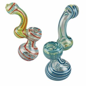 Buy Glass Mini Bubbler Pipe with Colored Swirls in australia