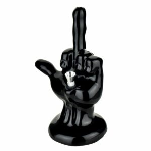 Buy One-Fingered Salute Ceramic Bong | 8.5 Inch | Black in australia