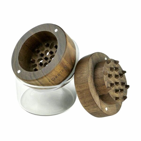 Buy Walnut Wood Top GR8TR Grinder with Glass Jar in australia