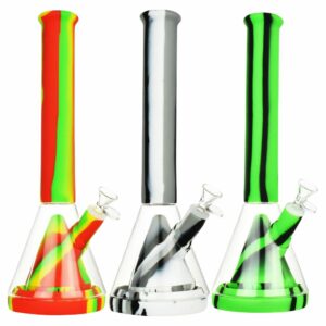 Buy Showerhead Pyramid Perc Striped Silicone & Glass Water Pipe in australia