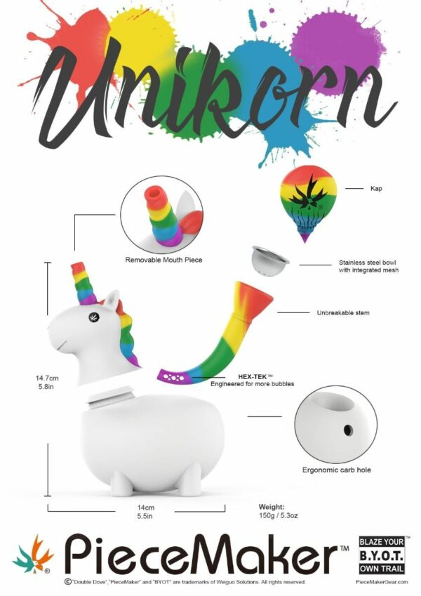 Buy PieceMaker Unikorn Silicone Rainbow Bong in australia